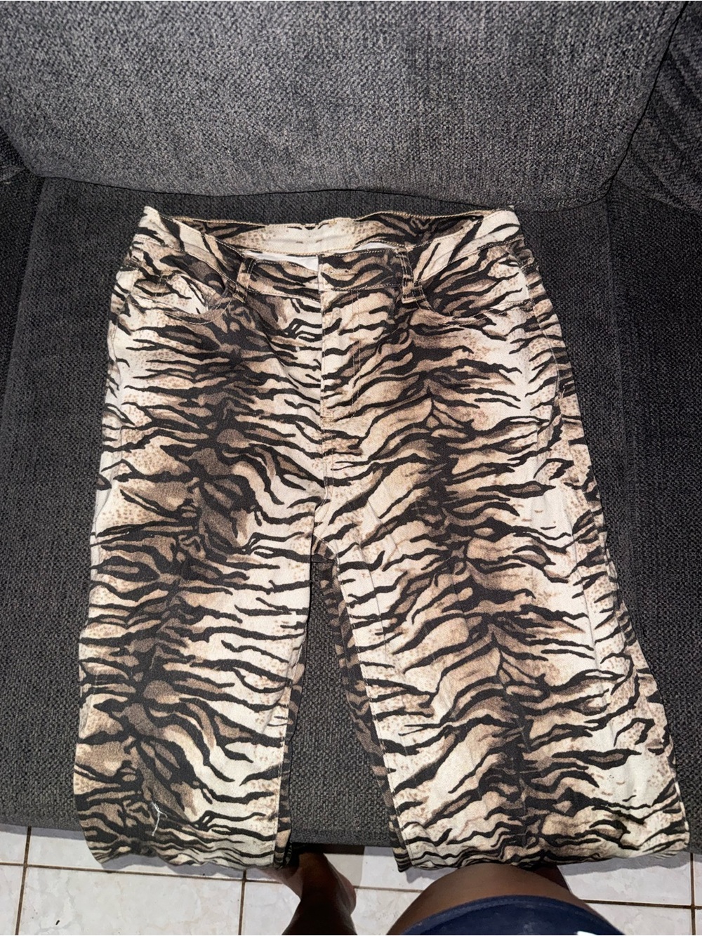 SHEIN Beige and Black Tiger Print Women’s Jeans Shorts